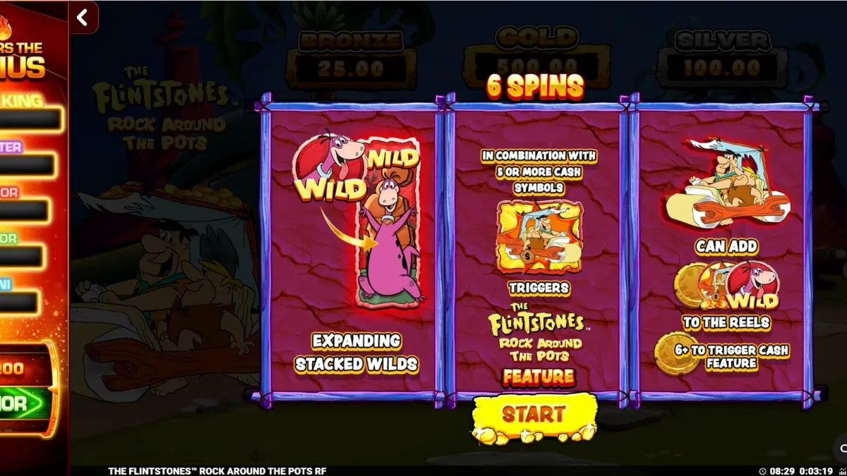 Tampilan visual slot The Flintstones Rock Around The Pots dengan karakter ikonik