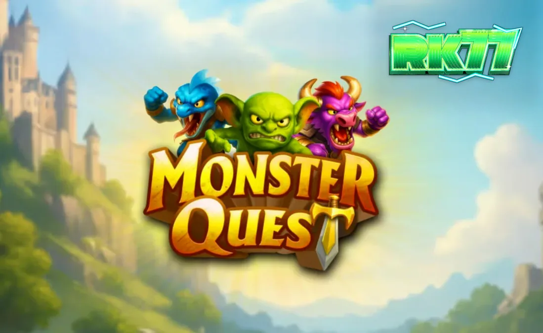 Kastil abad pertengahan dengan latar belakang perbukitan dalam slot Monster Quest